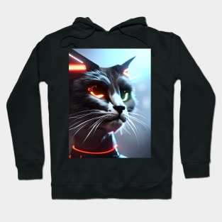 Cyberpunk Cat - Modern Digital Art Hoodie